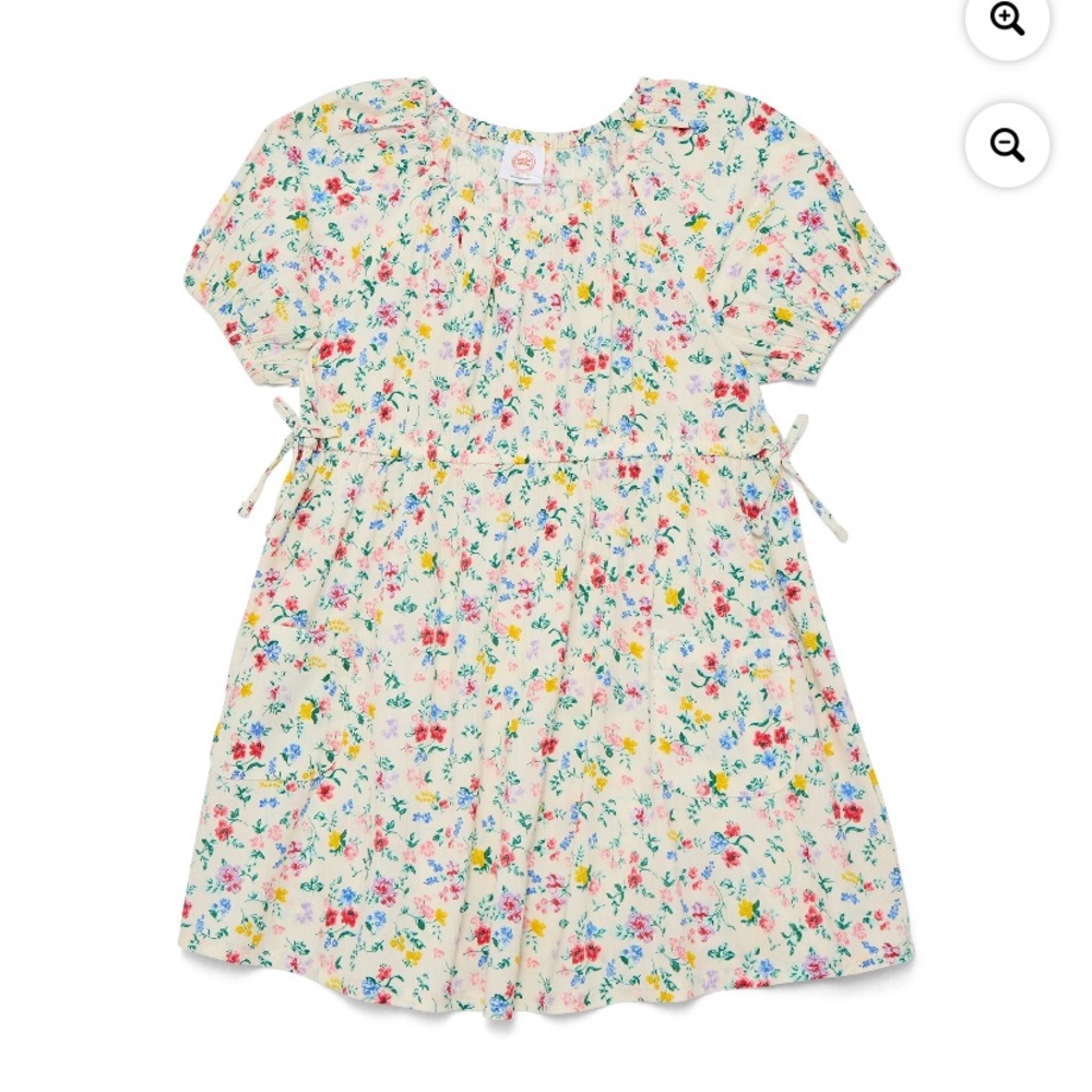 wonder nation Cream Floral Smocked Waist Sundress with Drawstring